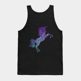 Dark Teal and Purple Ombre Faux Glitter Unicorn Tank Top